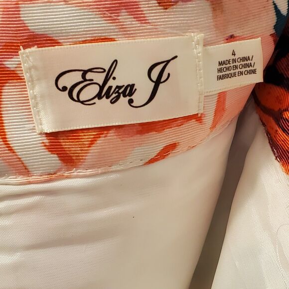 Eliza J Floral Midi Flounce Party Skirt Jacquard Roses Tulle Underlay Sz 4 - Picture 7 of 11